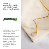 Iubire si Armonie – Colier cu Piatra Cuart Roz si Lant Auriu