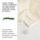 Colier Choker Argintiu cu Cristal de Stanca – Echilibru si Claritate Energetica