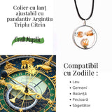 Colier cu pandantiv rotund si 3 pietre de Citrin – Abundenta si Energie Pozitiva