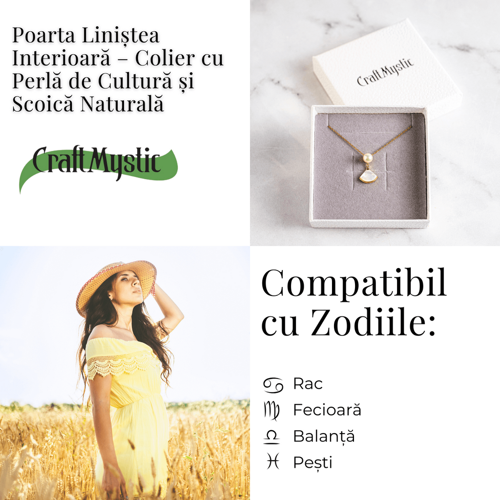 Poarta linistea interioara – Colier cu perla de cultura si scoica naturala