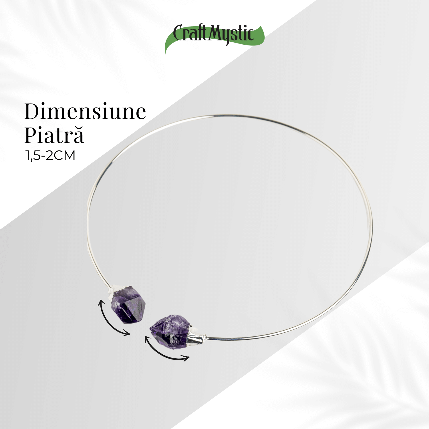 Colier Choker Argintiu cu Piatra Ametist Bruta