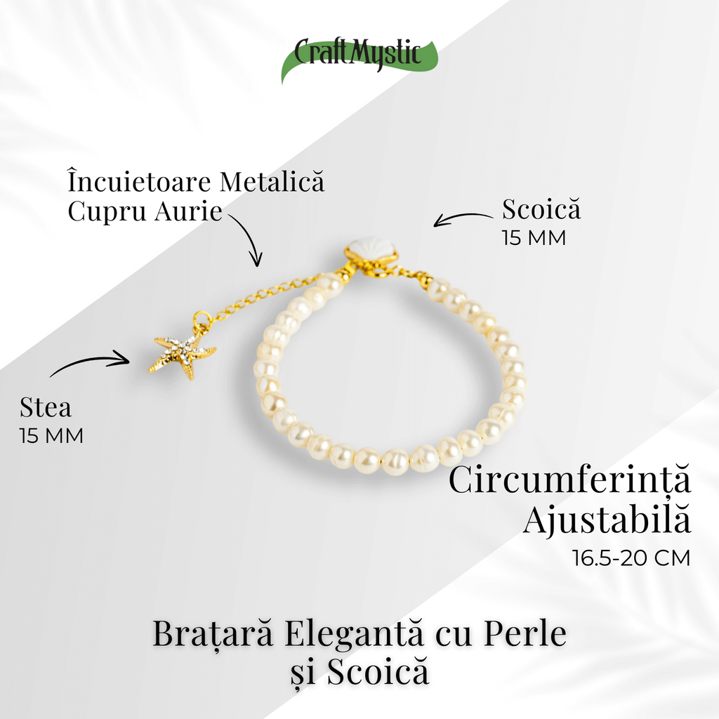 Bratara eleganta cu perle si scoica – Inspirata din adancurile oceanului
