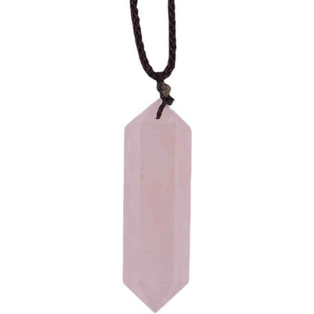 Colier cu cristal vindecator Obsidian 4-5 cm, in forma hexagonala cu dublu varf si saculet satin negru – pentru protectie, vointa si noroc