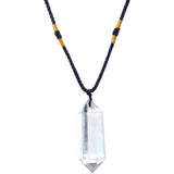 Colier cu cristal vindecator Obsidian 4-5 cm, in forma hexagonala cu dublu varf si saculet satin negru – pentru protectie, vointa si noroc