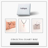 Colier cu Cuart Roz Natural in forma de cruce – Iubire si vindecare emotionala