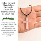 Colier cu Cuart Roz Natural in forma de cruce – Iubire si vindecare emotionala