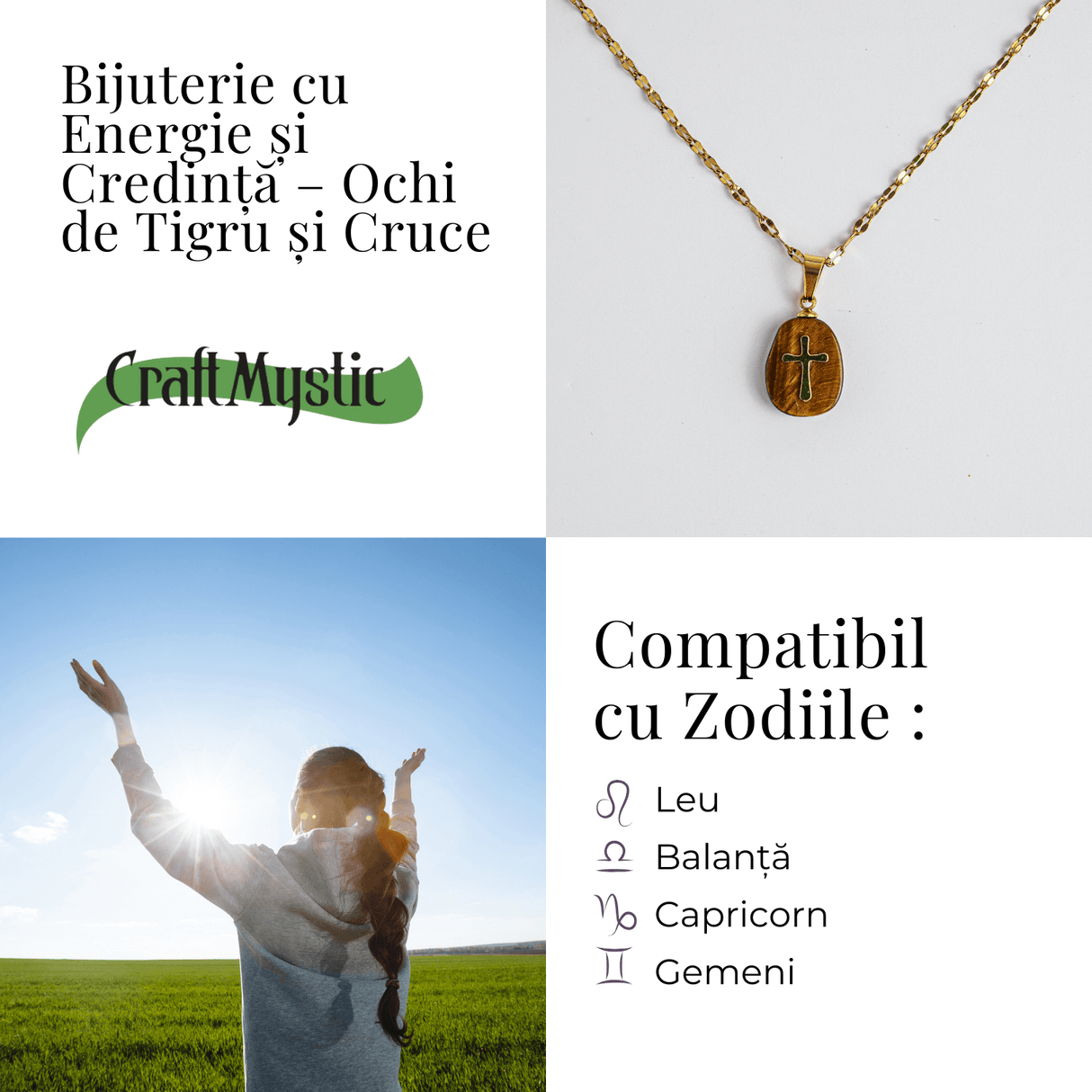 Bijuterie cu Energie si Credinta – Ochi de Tigru si Cruce