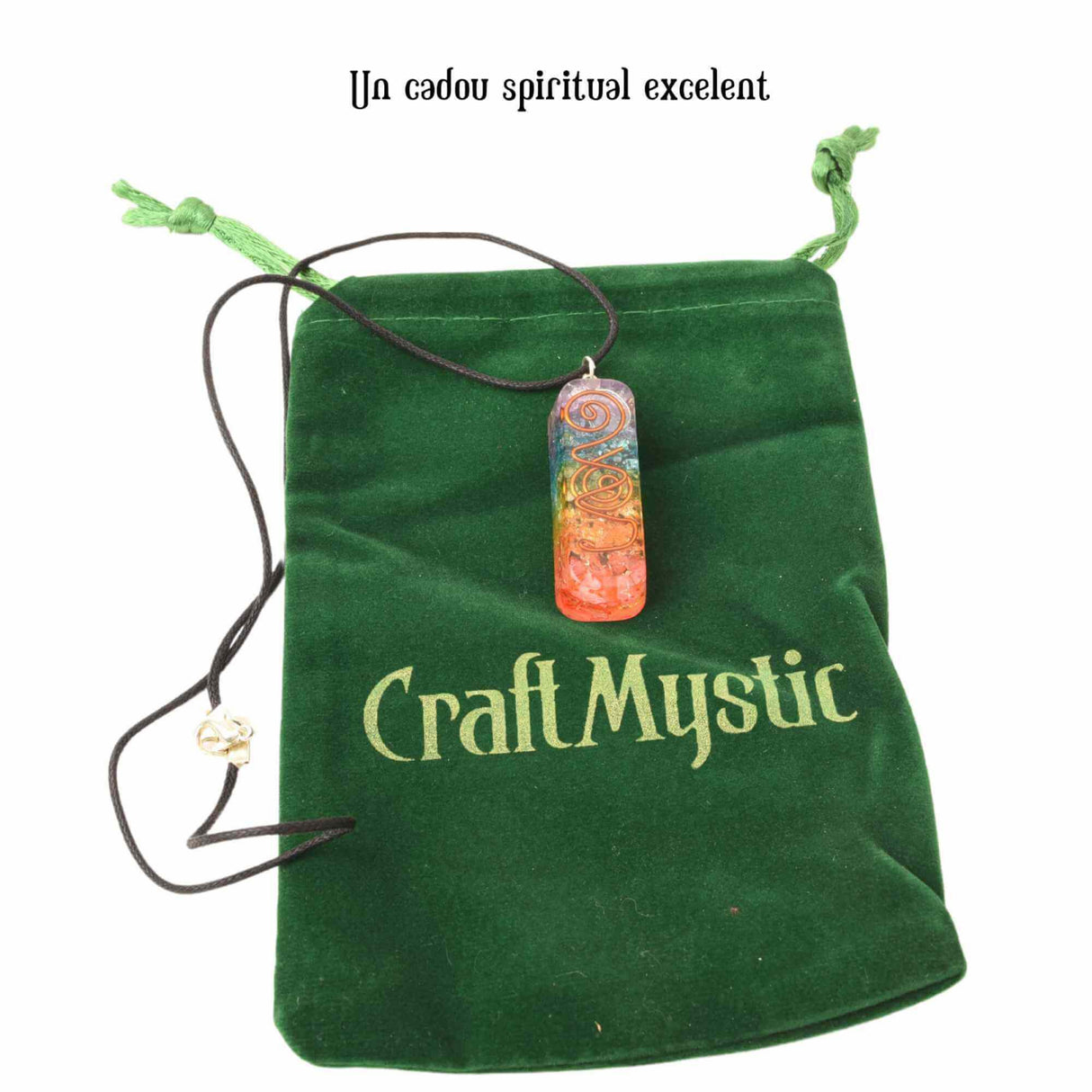 Pandantiv 4.5 cm de Vindecare a Chakrelor Orgonic cu Snur - Colier cu 7 Pietre ale Chakrelor pentru Protectia Energetica si Vindecare Spirituala