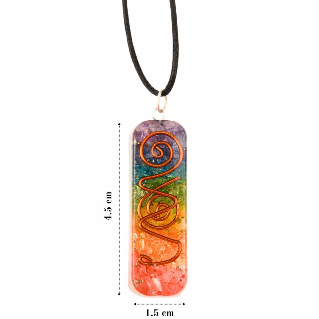 Pandantiv 4.5 cm de Vindecare a Chakrelor Orgonic cu Snur - Colier cu 7 Pietre ale Chakrelor pentru Protectia Energetica si Vindecare Spirituala