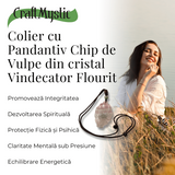 Colier cu pandantiv chip de vulpe din cristal vindecator Flourit verde
