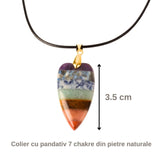 Pandantiv in forma de inima cu pietre naturale semipretioase naturale mixte Chakra cu ton auriu