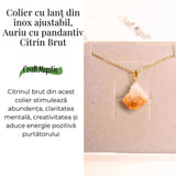 Colier auriu cu pandantiv citrin brut – Energie si Prosperitate
