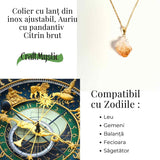 Colier auriu cu pandantiv citrin brut – Energie si Prosperitate
