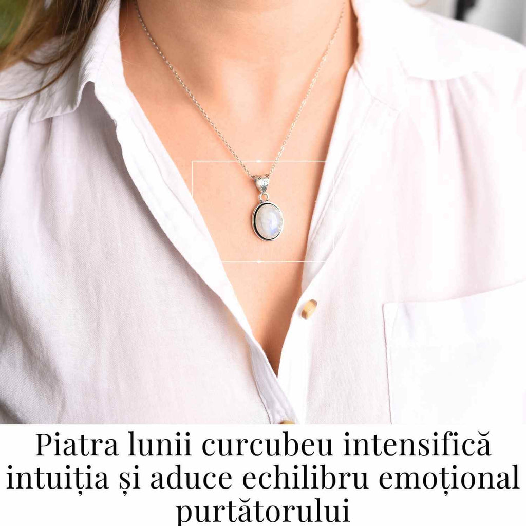 Colier cu Piatra Lunii Curcubeu - Armonie si Claritate Interioara