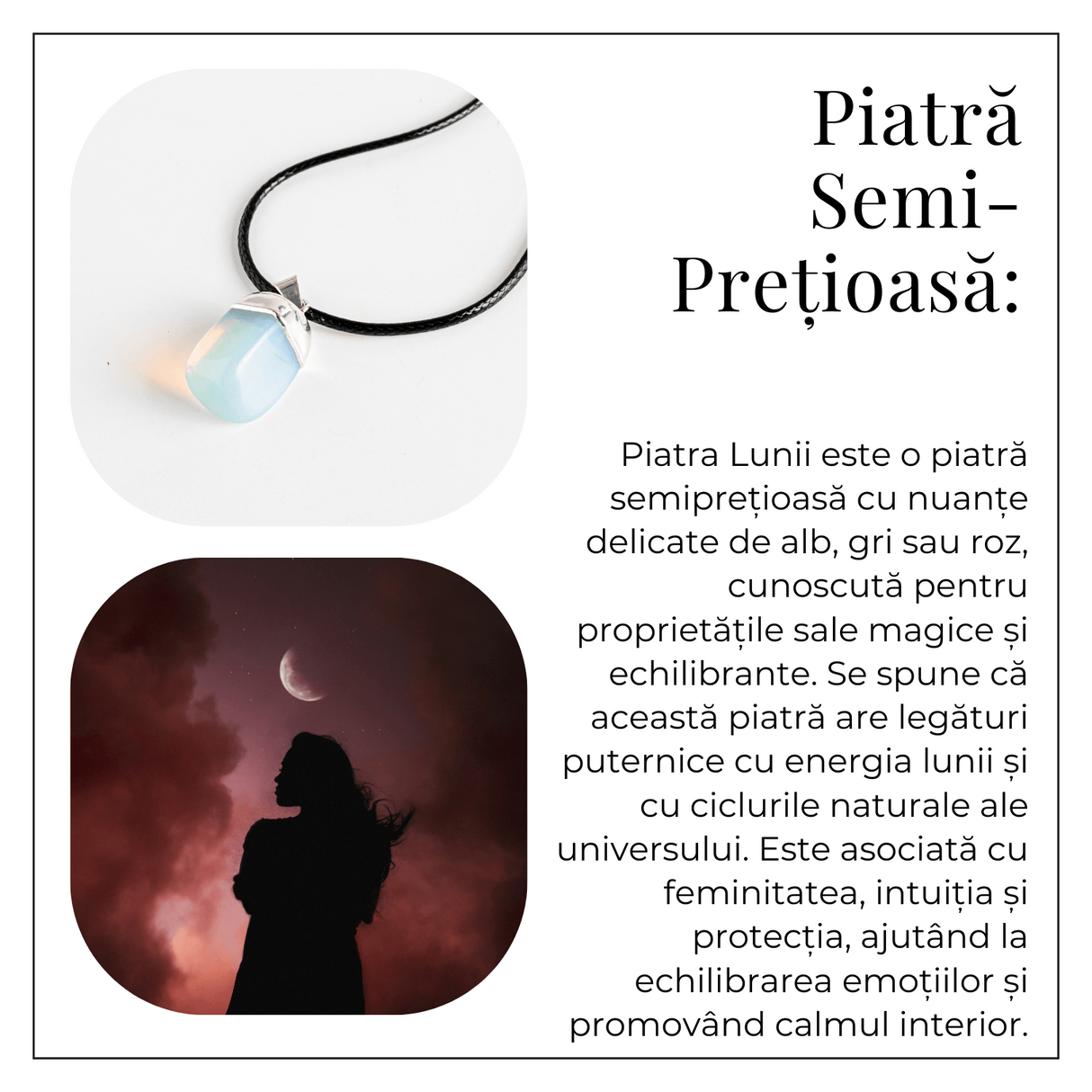 Colier cu piatra rulata de Piatra Lunii – Incredibil echilibru emotional