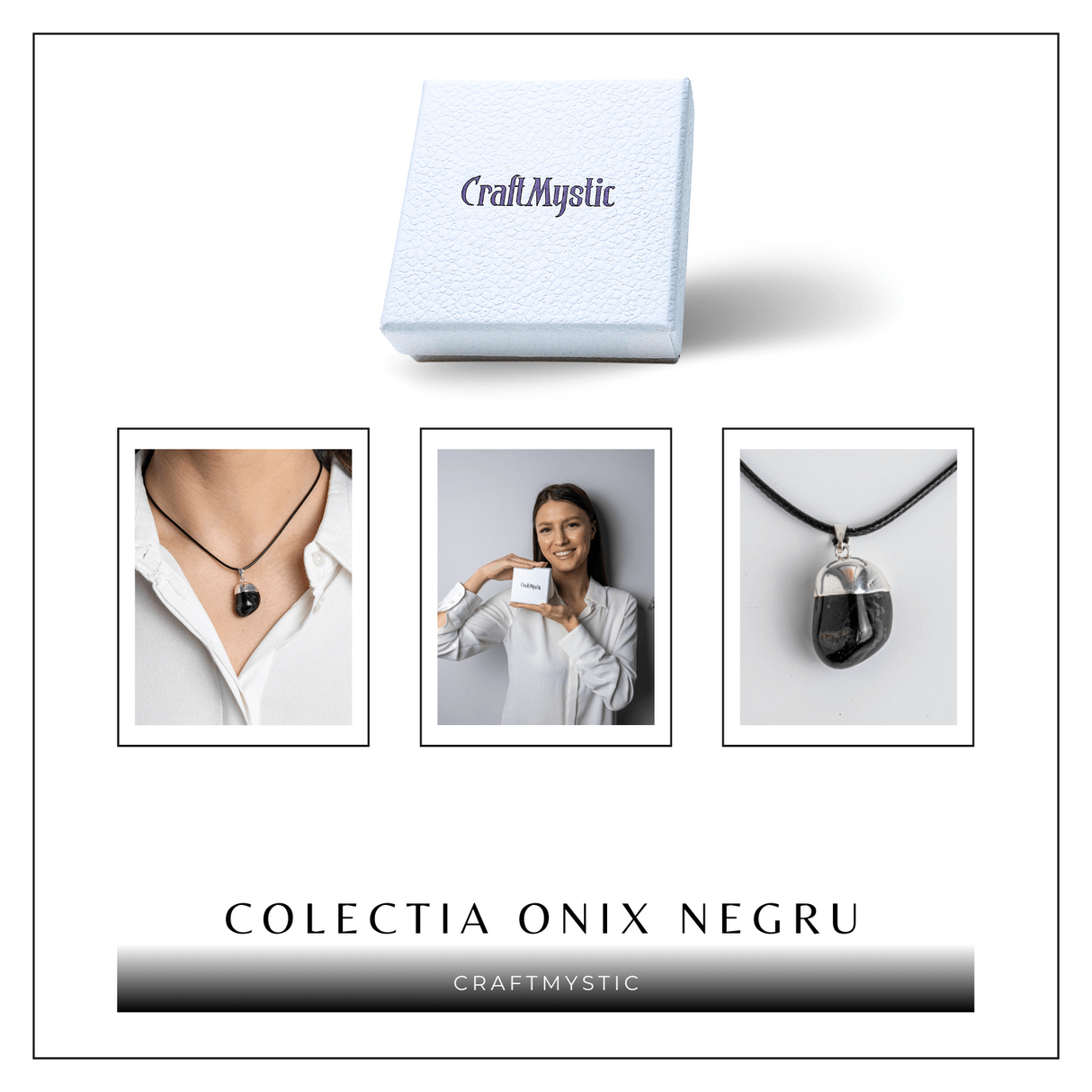 Colier cu Piatra Rulata de Onix Natural – Protectie si Forta