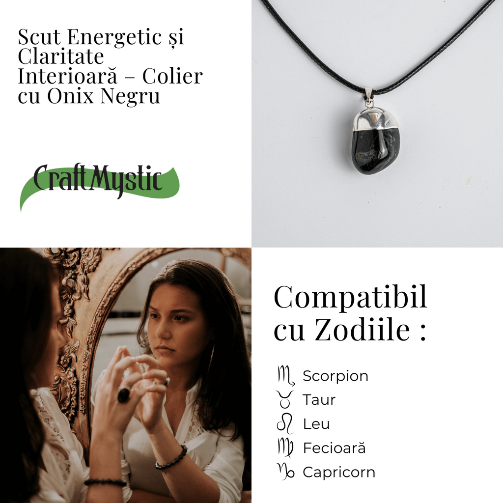 Colier cu Piatra Rulata de Onix Natural – Protectie si Forta