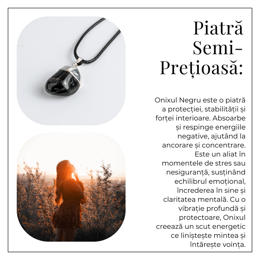 Colier cu Piatra Rulata de Onix Natural – Protectie si Forta