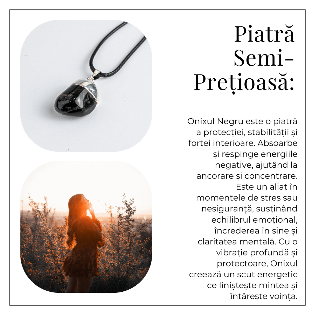 Colier cu Piatra Rulata de Onix Natural – Protectie si Forta