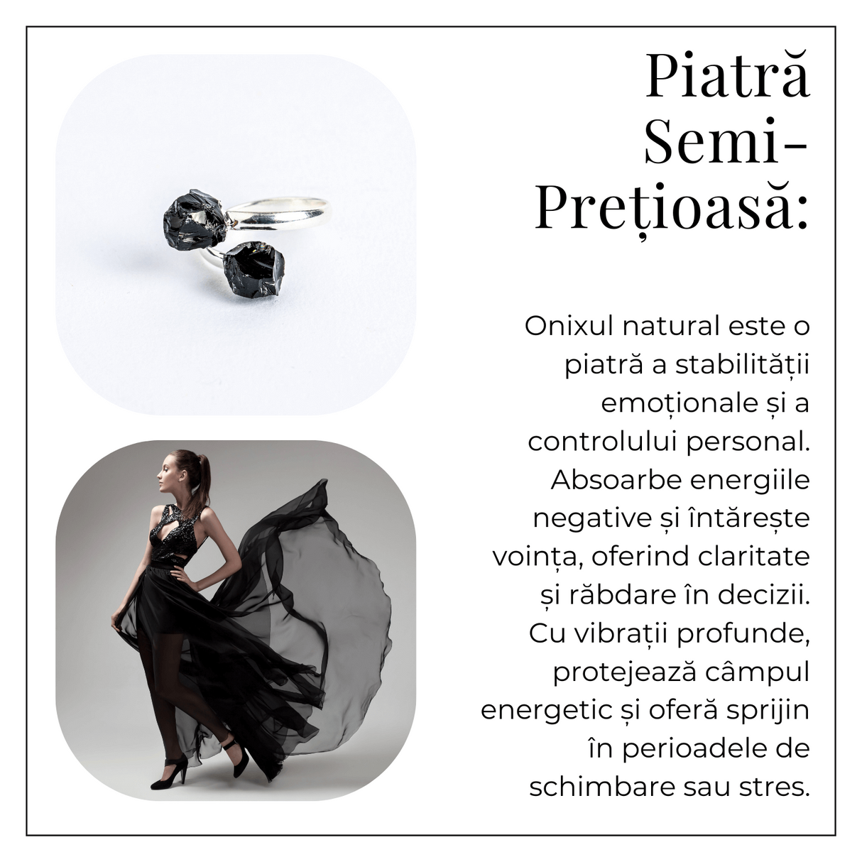 Simplitate cu vibratie puternica – Inel din dublu onix natural