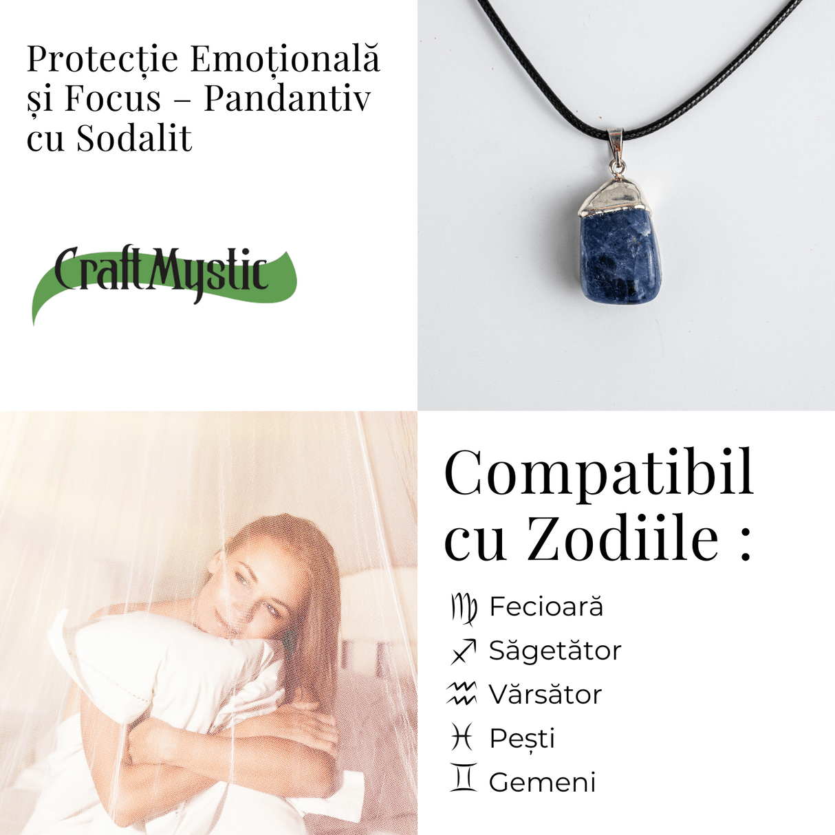Protectie Emotionala si Focus – Pandantiv cu Sodalit