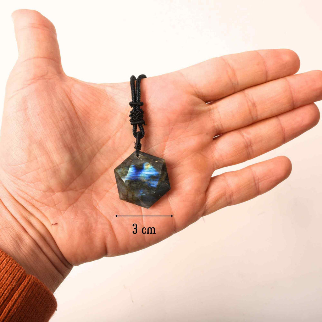 Colier Amuleta cu Hexagrama din Labradorit Natural