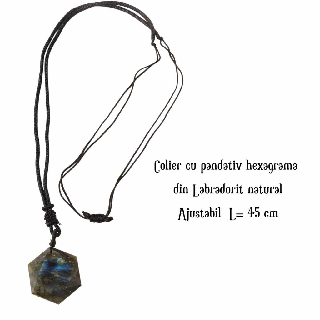 Colier Amuleta cu Hexagrama din Labradorit Natural