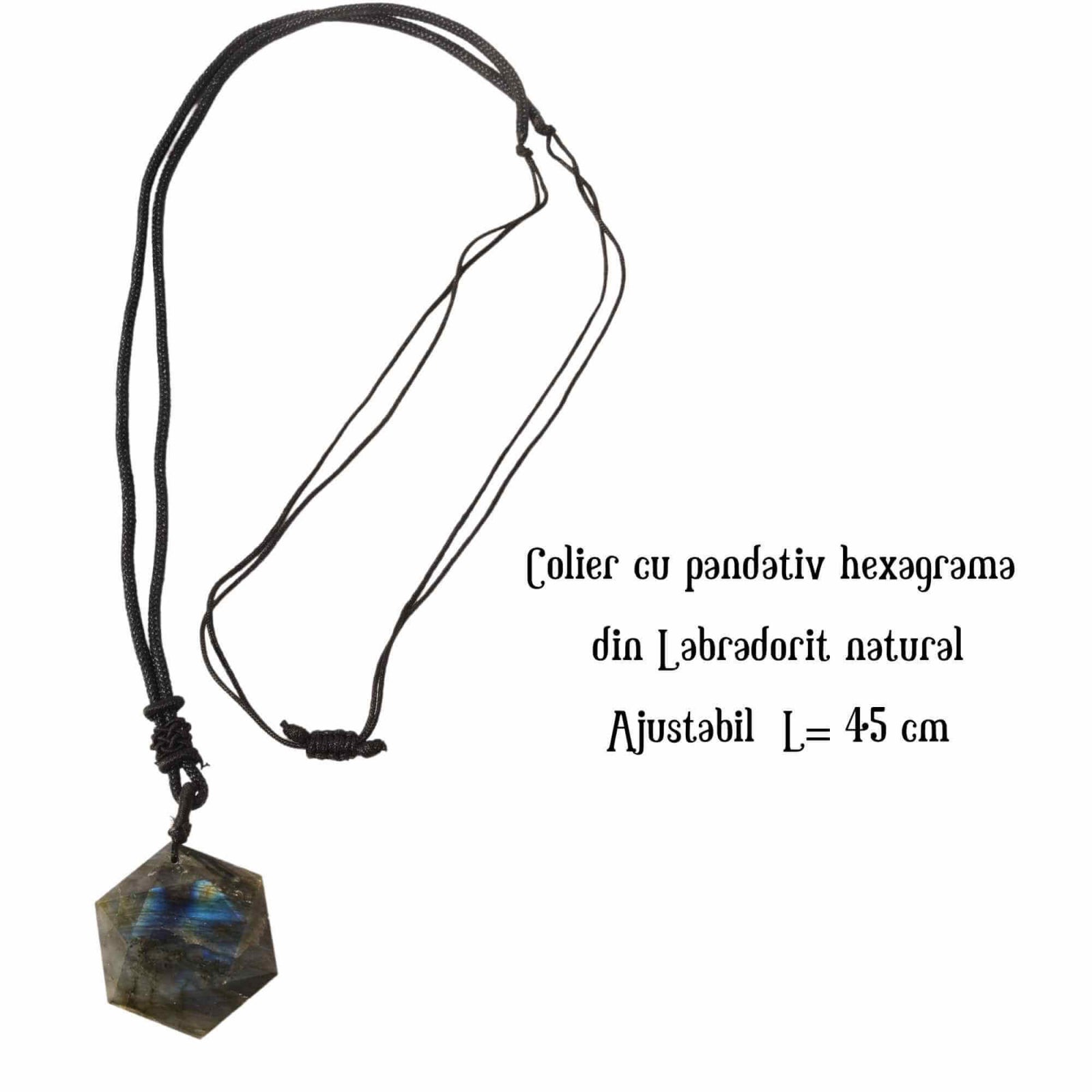 Colier Amuleta cu Hexagrama din Labradorit Natural