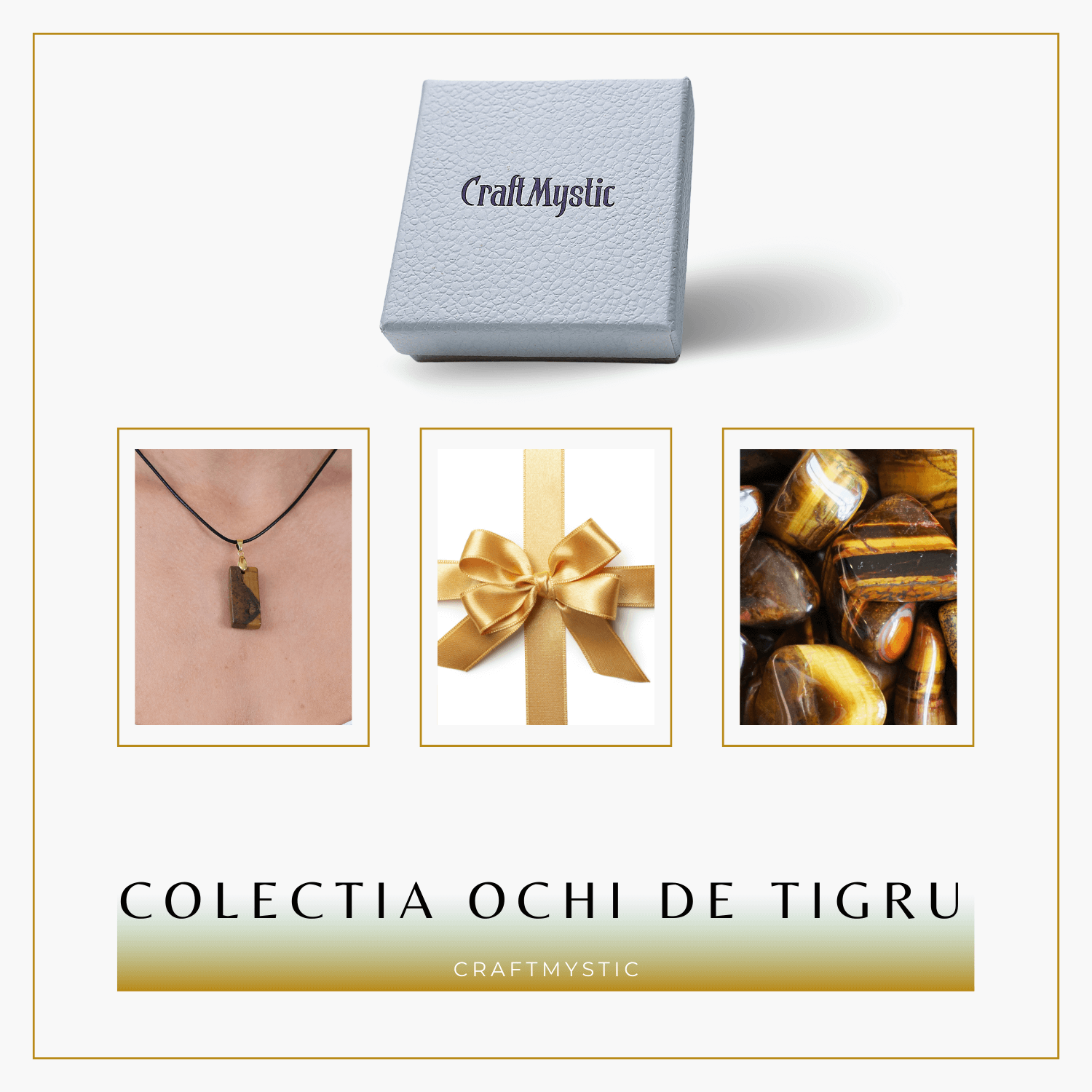 Colier cu Ochi de Tigru forma neregulata pentru Protectie si Energie Pozitiva