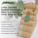 Colier Ajustabil Handmade cu Aventurin Verde "Strop de Ploaie" – Maro, Lungime Maxima 45 cm
