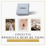 Colier Ajustabil Handmade cu Cristal de Ochi de Tigru in Broscuta Impletita – Lungime Maxima 45 cm