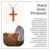 Colier cruce cu chihlimbar si montura argint 925 – Simbol sacru al puritatii si credintei