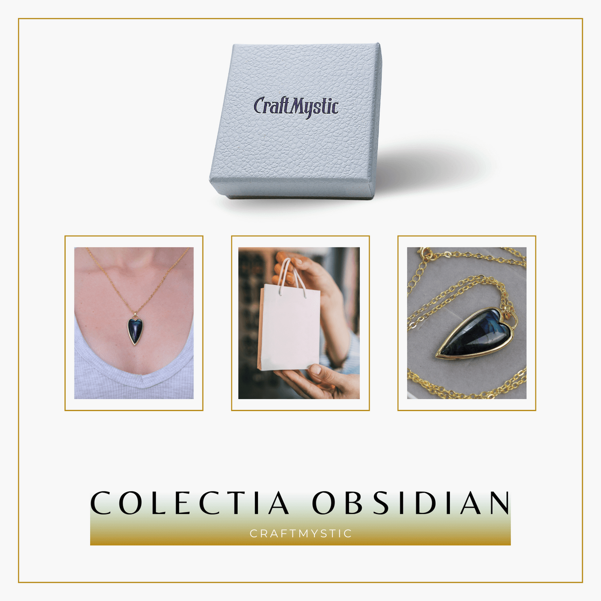 Colier Auriu Ajustabil cu Pandantiv Inima Labradorit Natural