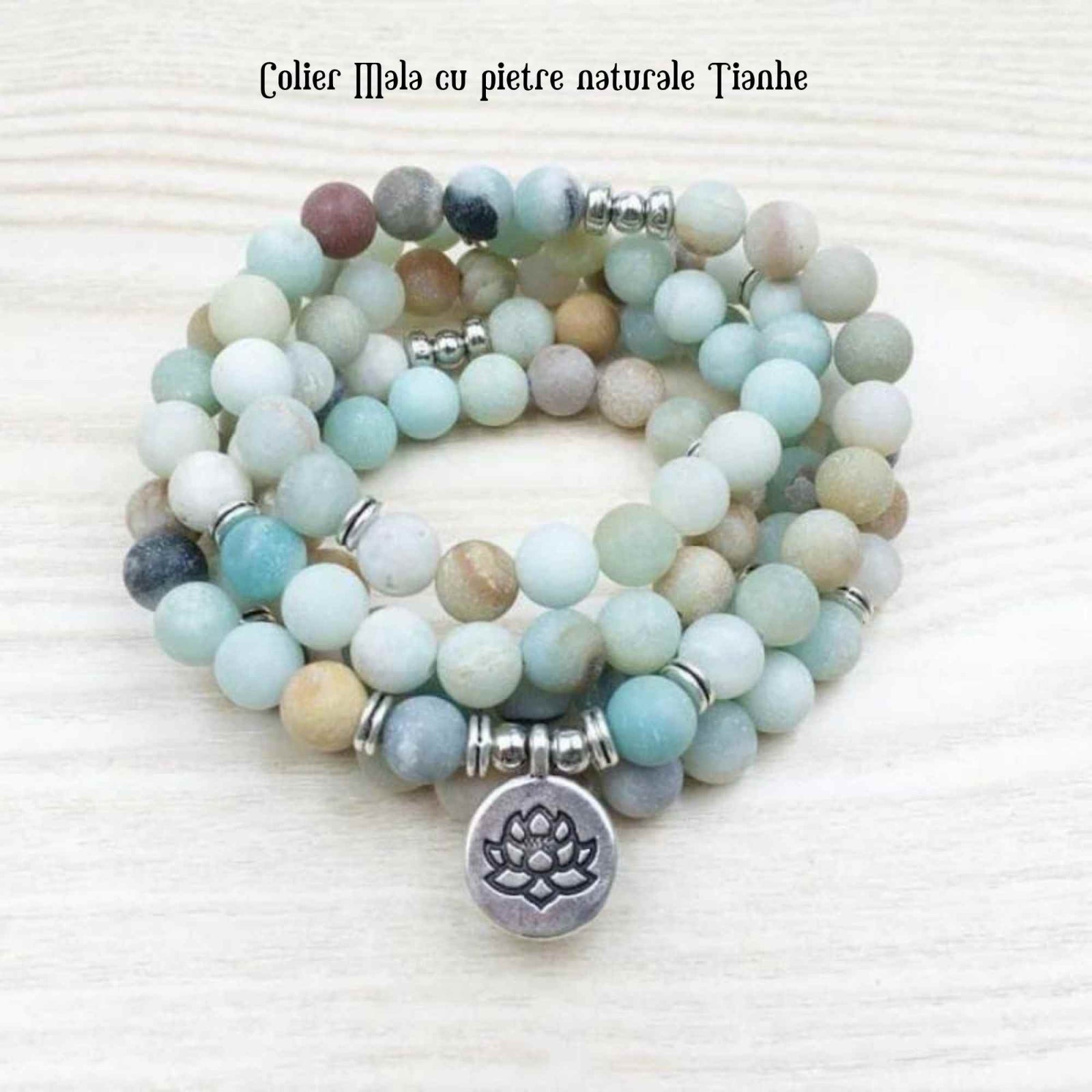 Colier - Bratara Mala cu 108 Margele 8mm din Pietre Naturale Tianhe Claritate Mentala, Protectie energii negative