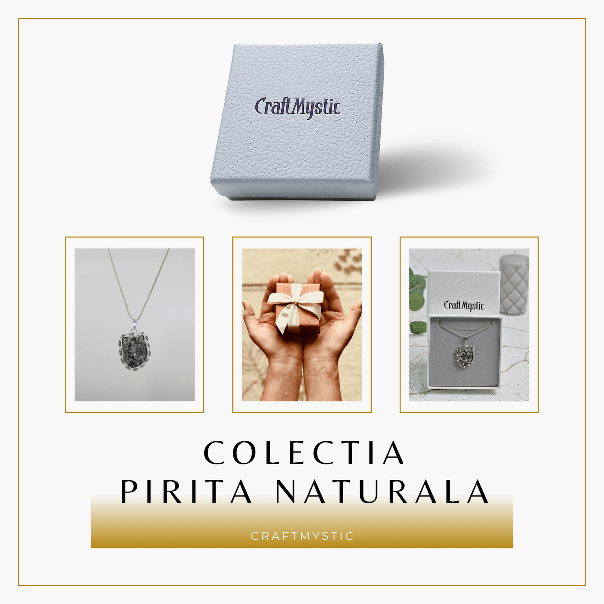 Colier Elegant cu Piatra Naturala de Pirita - Protector al Bunastarii si Prosperitatii