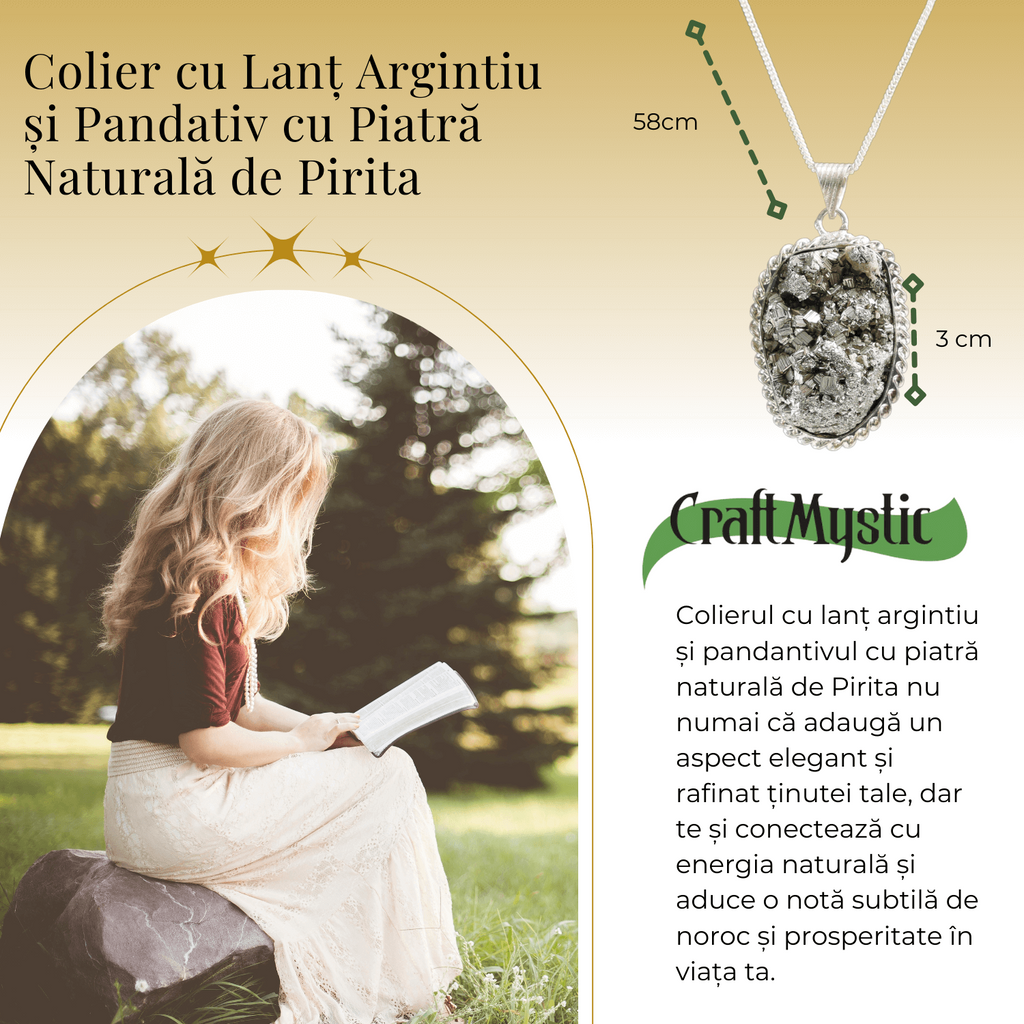 Colier Rafinat cu Piatra Naturala de Pirita 3-4 cm