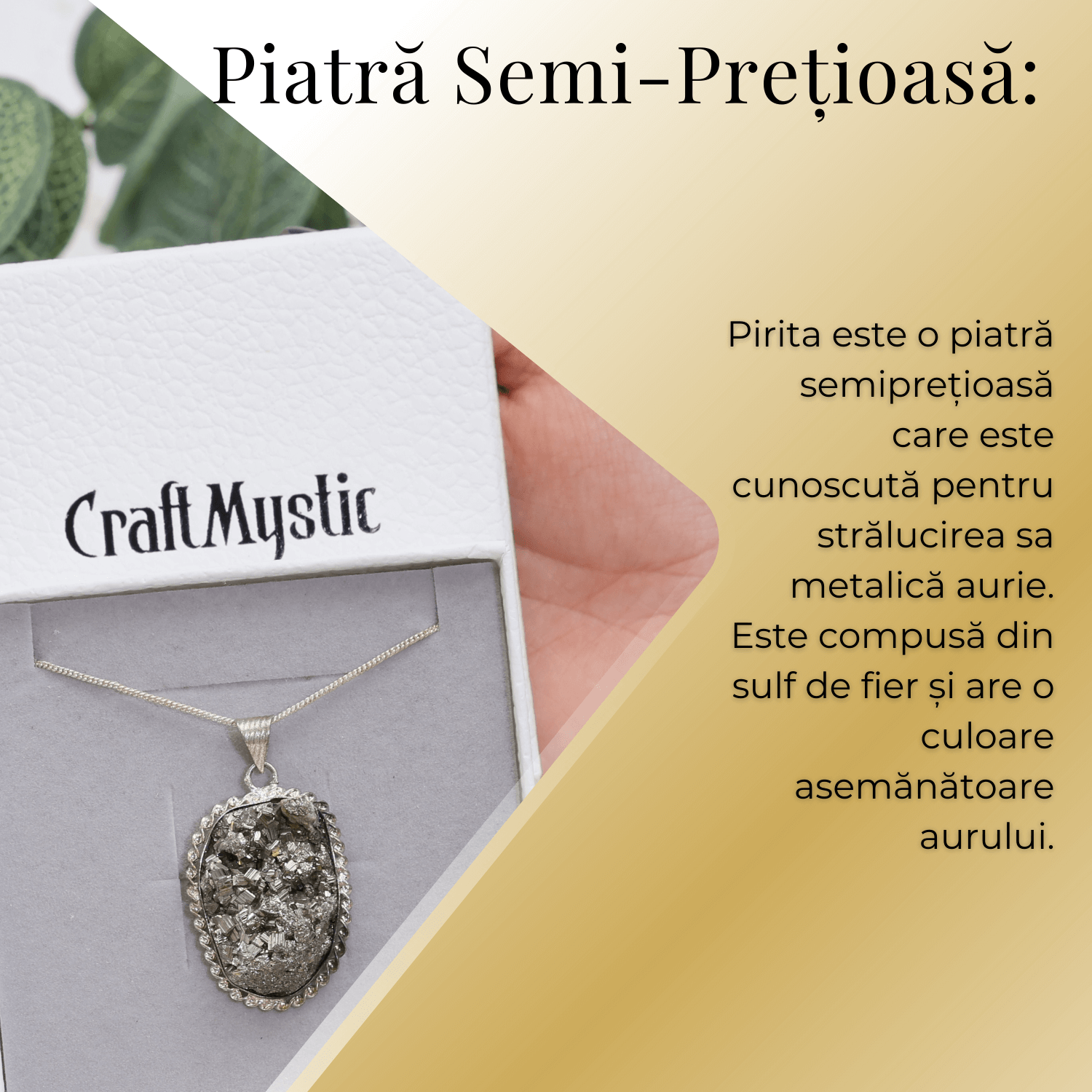 Colier Rafinat cu Piatra Naturala de Pirita 3-4 cm