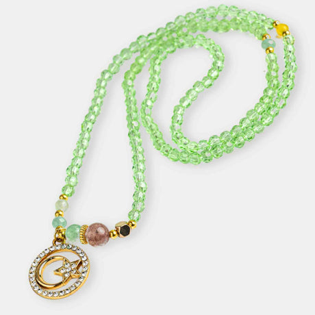 Colier Mistic cu Peridot, Cristal Capsuna si Simboluri Ceresti