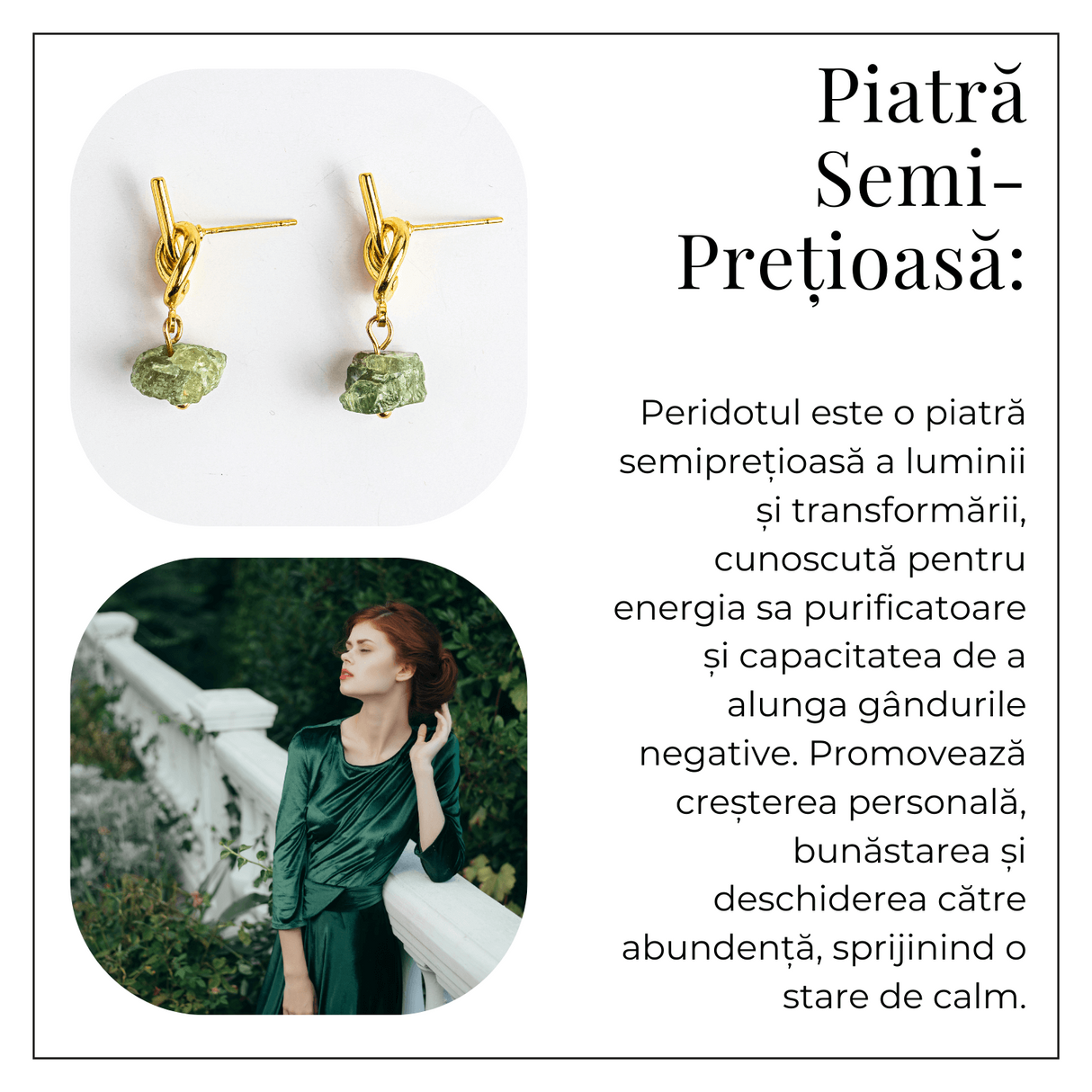 Prosperitate si Vibratie Pozitiva – Cercei cu Peridot Natural