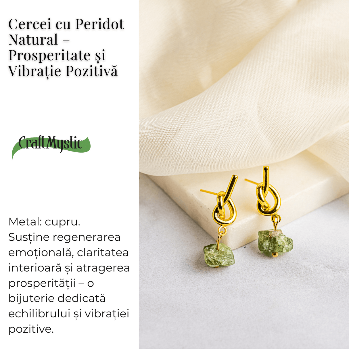 Prosperitate si Vibratie Pozitiva – Cercei cu Peridot Natural