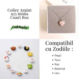 Simbolul Iubirii Pure – Colier Inima Cuart Roz din Argint 925