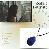 Colier ajustabil cu pandantiv strop de ploaie auriu Lapis Lazuli - Claritate si Intelepciune