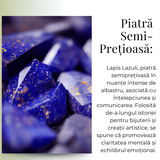 Colier ajustabil cu pandantiv strop de ploaie auriu Lapis Lazuli - Claritate si Intelepciune