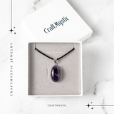 Colier ajustabil cu pandantiv oval din Ametist Natural – Claritate Mentala si Echilibru Spiritual