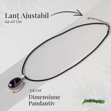 Colier ajustabil cu pandantiv oval din Ametist Natural – Claritate Mentala si Echilibru Spiritual