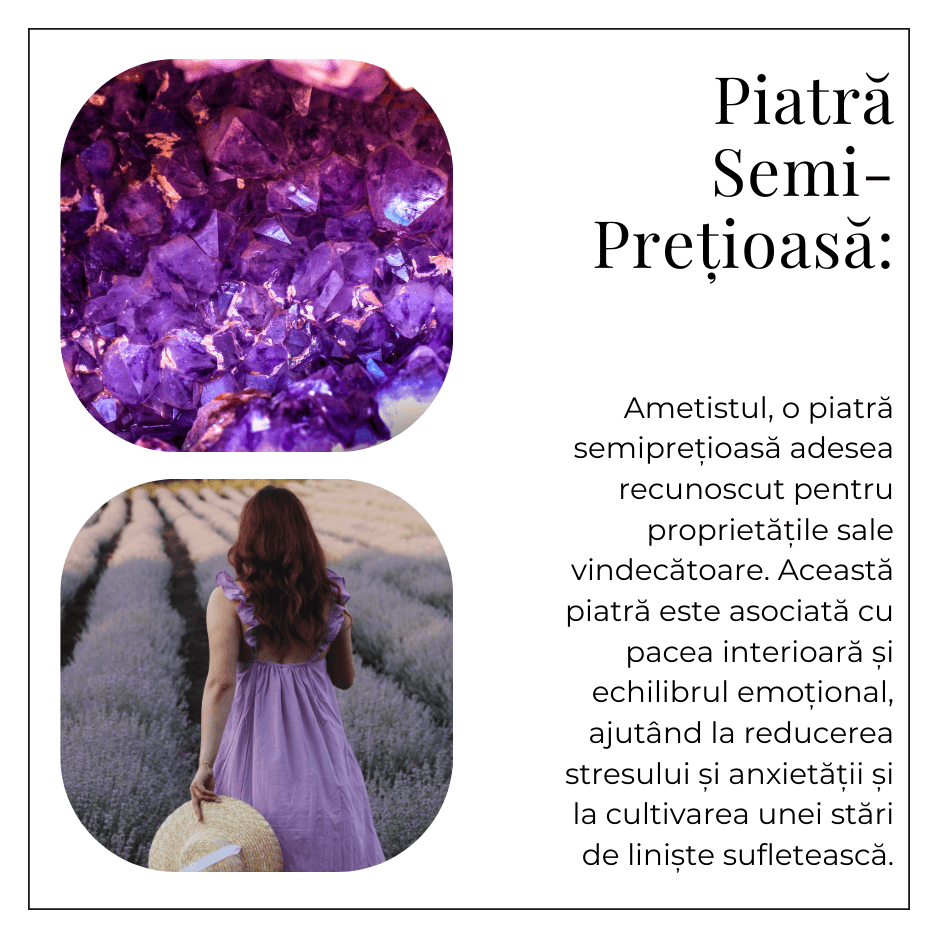 Colier ajustabil cu pandantiv oval din Ametist Natural – Claritate Mentala si Echilibru Spiritual