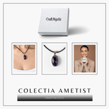 Colier ajustabil cu pandantiv oval din Ametist Natural – Claritate Mentala si Echilibru Spiritual