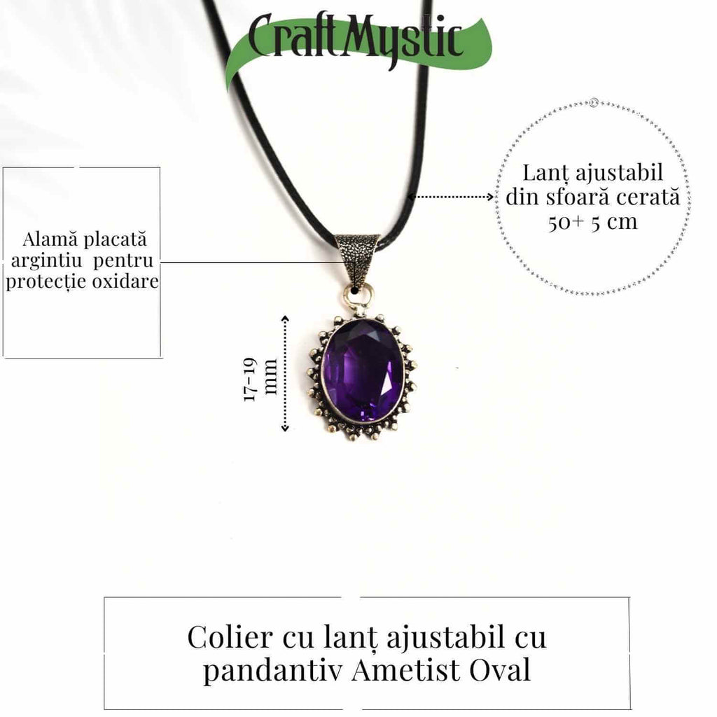 Colier Ametist Fatetat Oval Floare – Eleganta si Calm Interior
