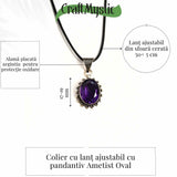Colier Ametist Fatetat Oval Floare – Eleganta si Calm Interior