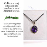 Colier Ametist Fatetat Oval Floare – Eleganta si Calm Interior